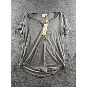White Crow Gray Criss Cross V-Neck Short Sleeve Tee Women’s Size Small NWT